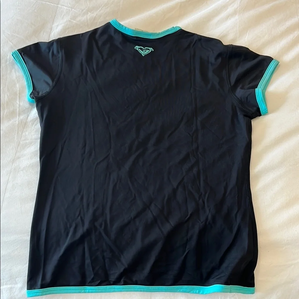 Roxy Black and Teal Rash Guard Stretch Size 12